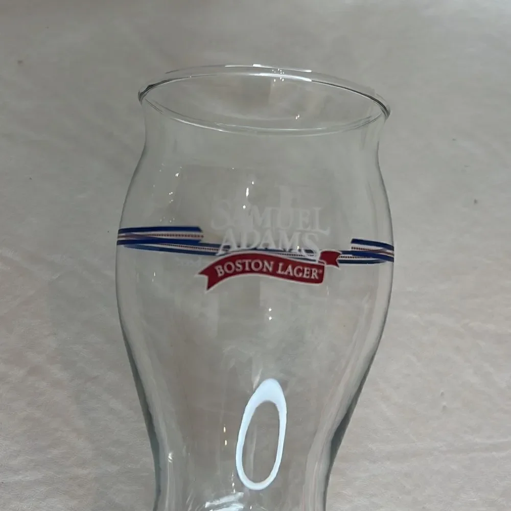 Samuel Adams Boston Lager Beer Glass 16 Oz 6 1/2 In Tall 3 In Round Blue Red